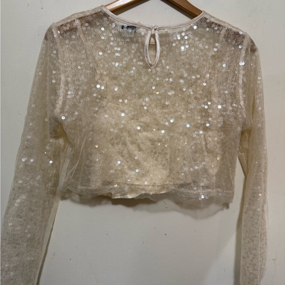 NWT Jason WU ivory crop sequin top, Size Small - Picture 1 of 4